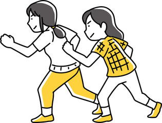 スタートの構えをする2人の女の子