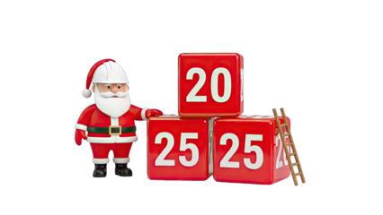 Construction Santa with Christmas Countdown Blocks