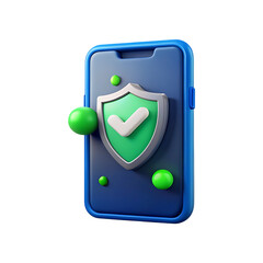 3d smartphone security shield icon symbolizing digital protection and data safety transparent background