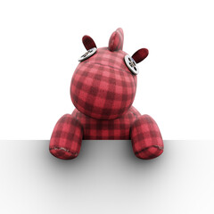 Horse Plush Cute and Funny Toy. 3D Illustration. File with Clipping Path.