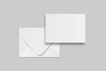 Minimal white envelope and paper mockup set on neutral background, clean stationery composition for corporate branding, business correspondence, invitation layout, print presentation