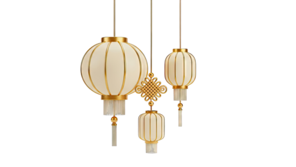 Elegant Chinese Lanterns with Gold Accents