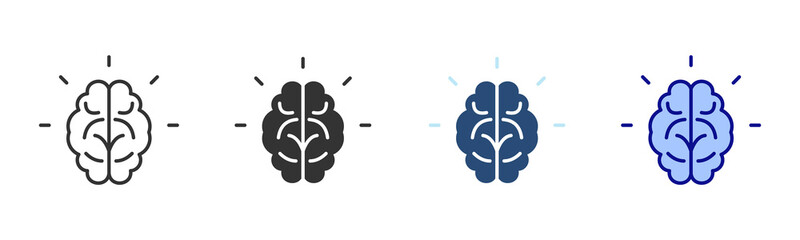 Smart Brain Icon Set. Designed In Multi Style