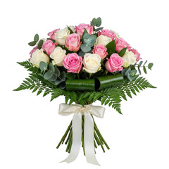 Elegant rose bouquet isolated on transparent background