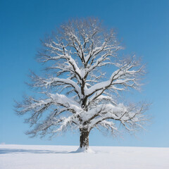 lonely tree in snow