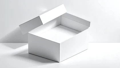 Minimalist White Open Box on White Background. © dina