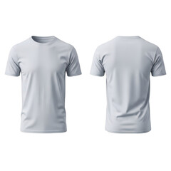 Blank t-shirt front and back view isolated on transparent background