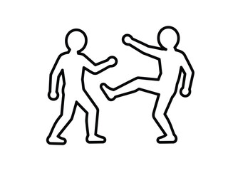 Martial Arts Fight Silhouette Icon – Self Defense Combat Illustration