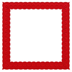 Red textured square frame isolated on transparent background