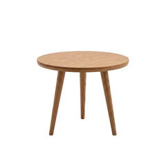 Minimalist round wooden side table isolated on transparent background