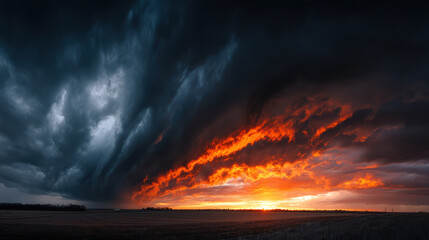 Dramatic sky storm cloud sunset orange light purple sky countryside horizon field weather landscape, dramatic sky storm cloud sunset orange light
