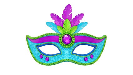 Fototapeta premium Ornate Mardi Gras Mask with Feathers and Jewels