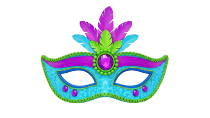 Ornate Mardi Gras Mask with Feathers and Jewels
