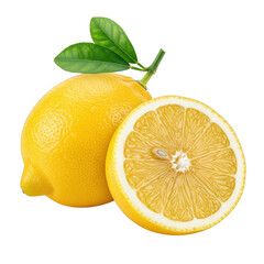 Fresh lemon sliced open isolated on transparent background