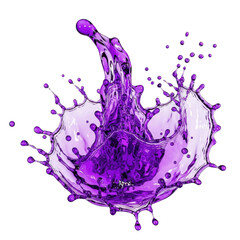Vibrant purple liquid splash isolated on transparent background
