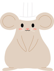happy mouse character wearing chef hat character