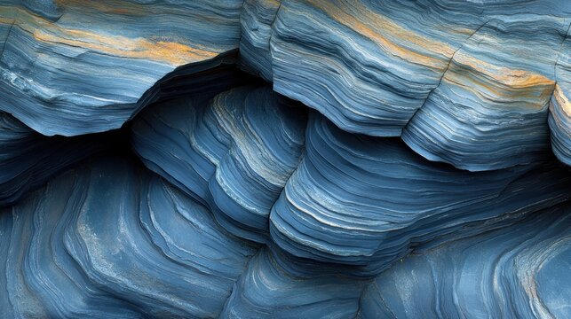 Close-up of layered blue rock formations
