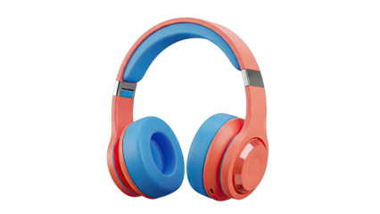 Coral and Blue Headphones