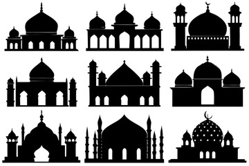 set of Mosque dome silhouette vector illustration isolated on white background © tanvir