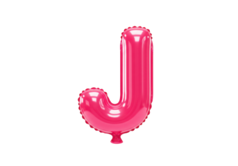 Bright pink balloon letter J isolated on a white background, ideal for celebrations