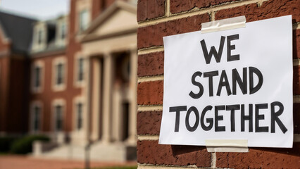 Obraz premium Community Solidarity During a Crisis in University Campus