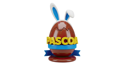 Easter Chocolate Egg with Bunny Ears and "Pascoa" Text