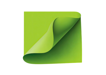Green square paper with curled corner