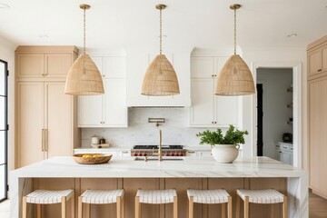 Modern kitchen with island and pendant lights
