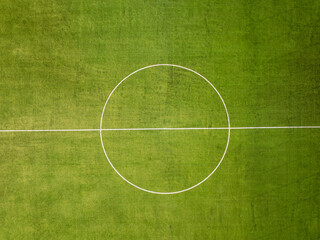 High angle view of soccer pitch