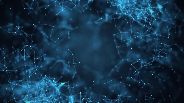 a captivating abstract background features a network of interconnected glowing blue lines and dots on a dark navy backdrop high quality