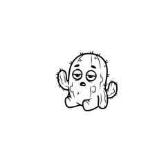 Fototapeta premium Sleepy Cactus Drawing