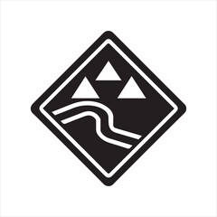 River Crossing Sign Icon Vector Illustration