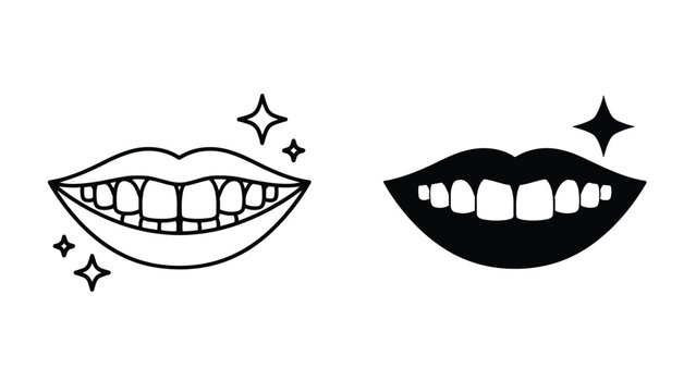 Smiling lips with sparkles - SVG and PNG icons - Vector Icons and Stickers - PNG, SVG, EPS - Glyph and solid icon set - Icon vector - Flat Design Icon - line icon set