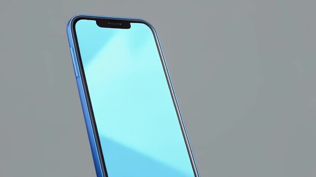 Smartphone Evolution: Blue Mobile Device Rotating on Display, Technology Advancement