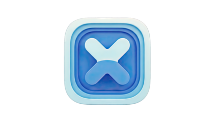 3D Blue Layered 'X' Icon