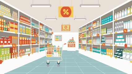 shopping cart in supermarket