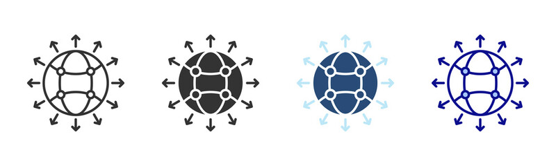 Global Connection Icon Set. Designed In Multi Style