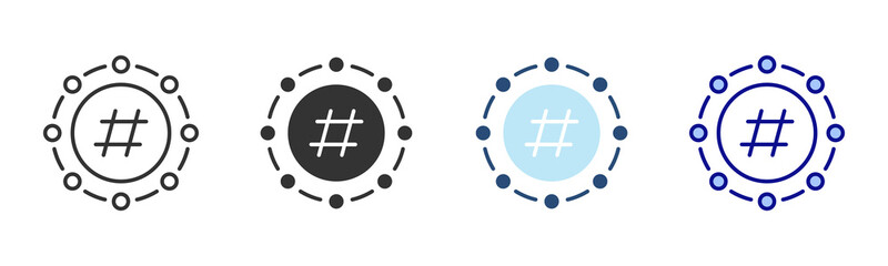 Hashtag Icon Set. Designed In Multi Style