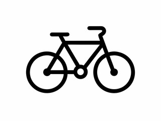 Simple black and white line drawing of a classic bicycle illustration