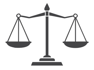 Simple illustration of traditional scales of justice in a monochromatic style