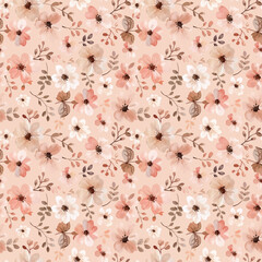 Delicate Watercolor Floral Seamless Print in Soft Blush Tones