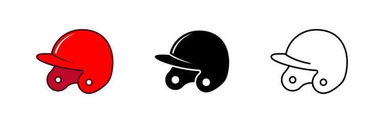 Simple baseball helmet icon isolated on white background.