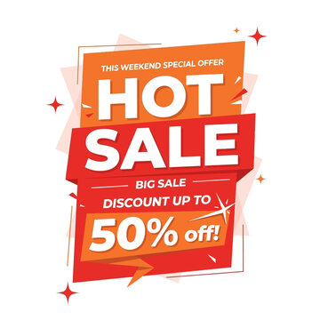 Hot Sale Discount Offer Banner Design for Weekend Special Promotions.