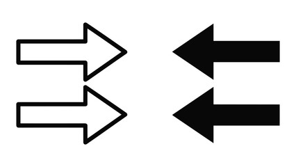 Pair of white and black arrows pointing in opposite directions