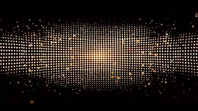 Luxury black gold LED dot matrix flickering particles background