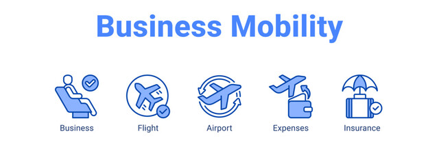 Business Mobility web banner icon vector illustration concept for  with icon of Business, Flight.