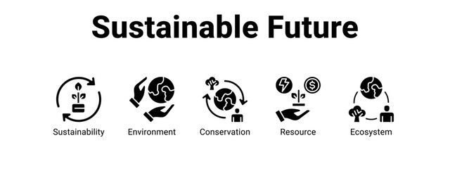 Sustainable Future web banner icon vector illustration concept for  with icon of Sustainability, Environment.