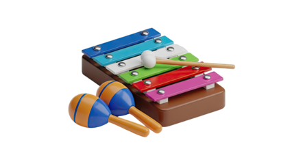 Colorful Toy Xylophone and Maracas