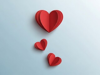 Red heart shapes on sky blue background for Valentine’s Day
