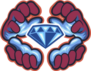 diamond icon illustration flat with hand